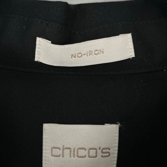 NWT CHICO’S Sloane Black Button Down Shirt Sz 1 (M/8) Effortless No-Iron Cotton - Picture 6 of 16